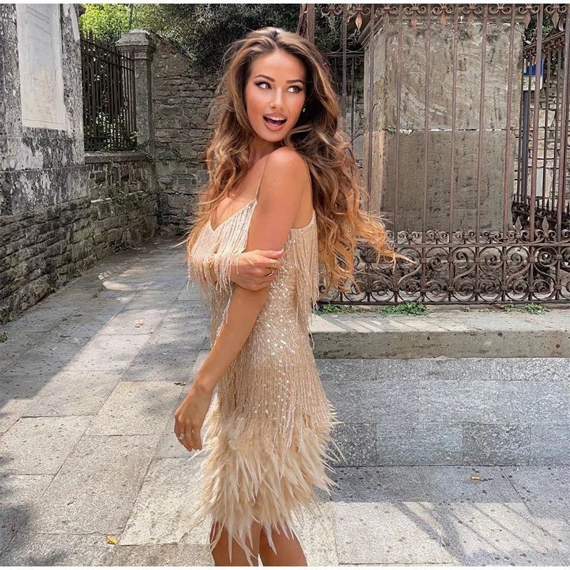 Vanya - Women's Mini Feather Dress - photo 3
