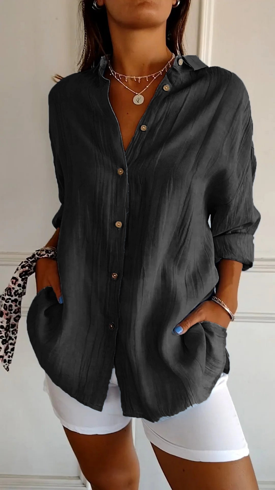 Dagny - Women's Linen Long Blouse - photo 11