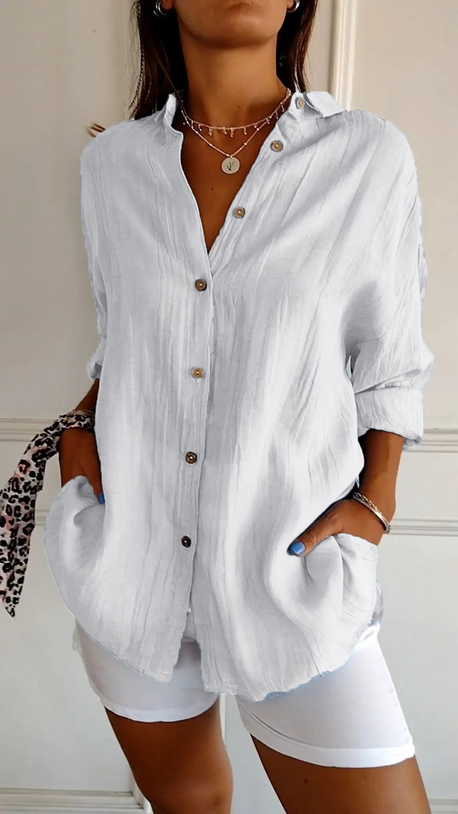 Dagny - Women's Linen Long Blouse - photo 12