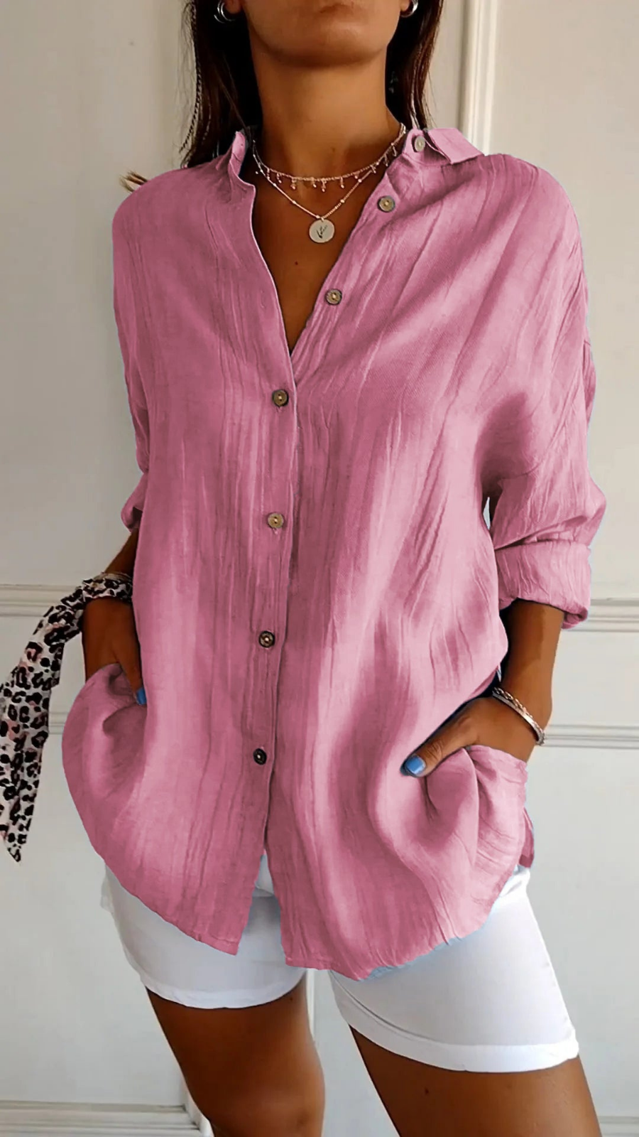 Dagny - Women's Linen Long Blouse - photo 3