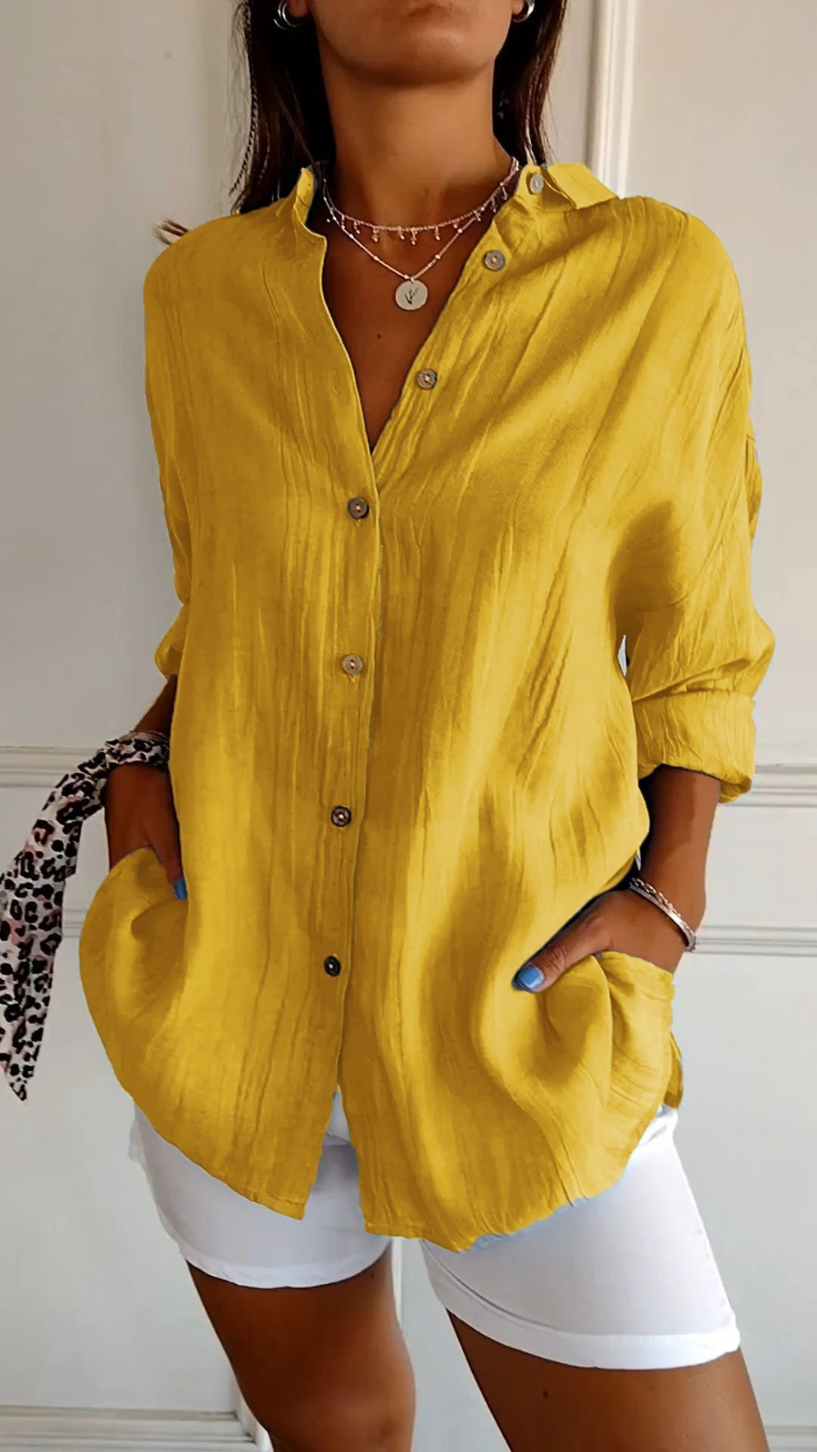 Dagny - Women's Linen Long Blouse - photo 4