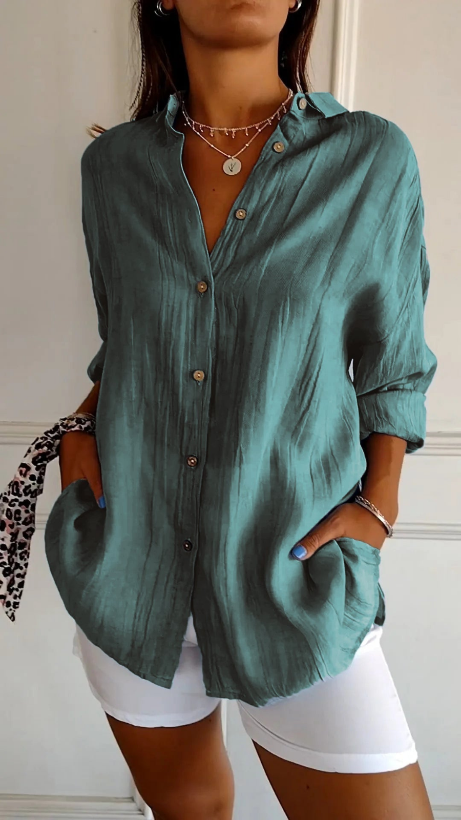 Dagny - Women's Linen Long Blouse - photo 6