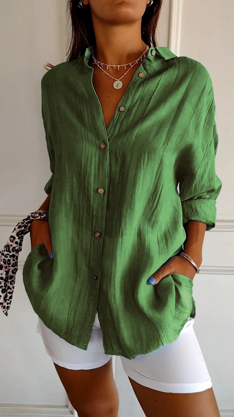 Dagny - Women's Linen Long Blouse - photo 8