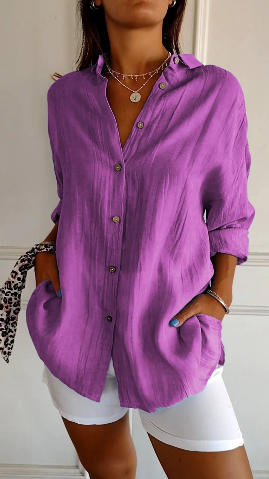 Dagny - Women's Linen Long Blouse - photo 9