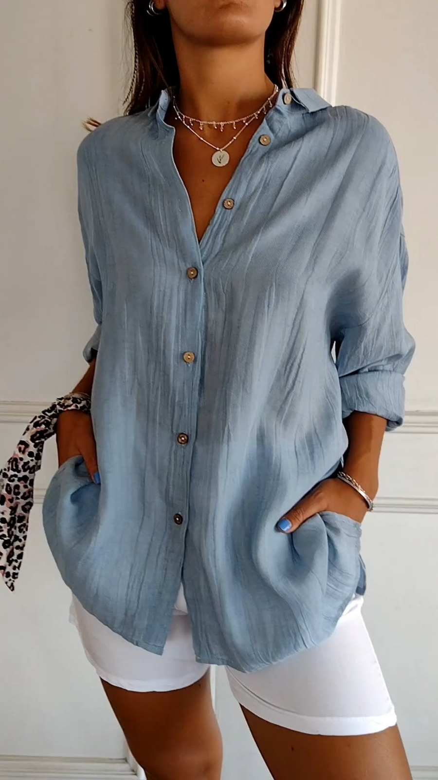 Dagny - Women's Linen Long Blouse - photo 1