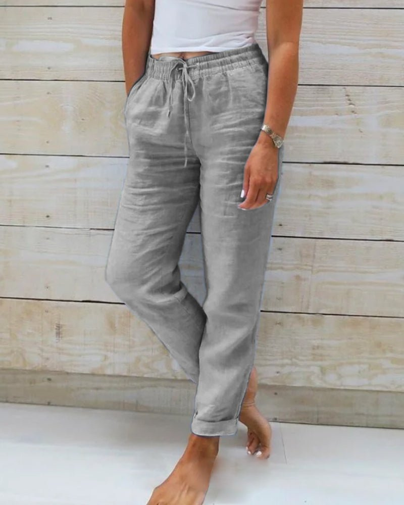 Hermine - Women's Straight Leg Linen Trousers - photo 3