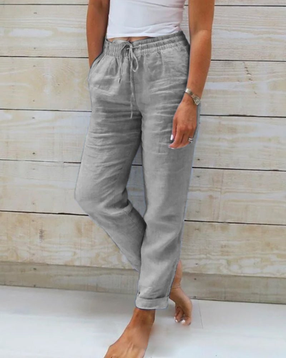 Hermine - Women's Straight Leg Linen Trousers - photo 3