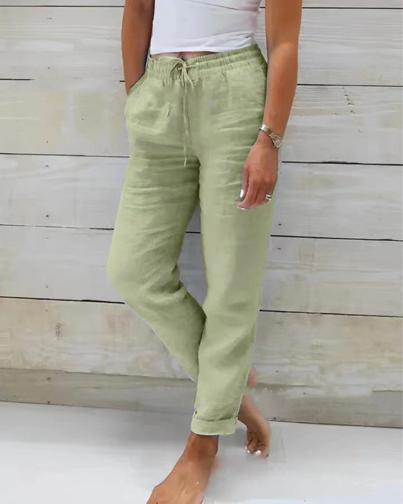 Hermine - Women's Straight Leg Linen Trousers - photo 5