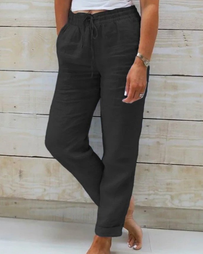 Hermine - Women's Straight Leg Linen Trousers - photo 6