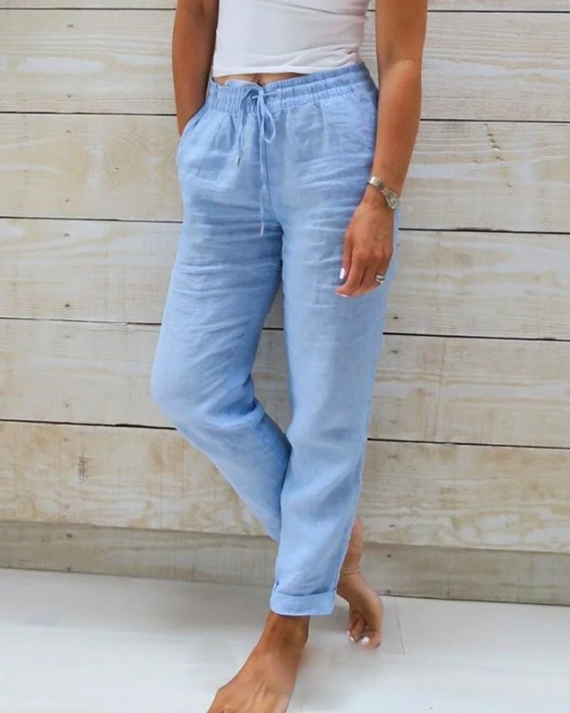 Hermine - Women's Straight Leg Linen Trousers - photo 1