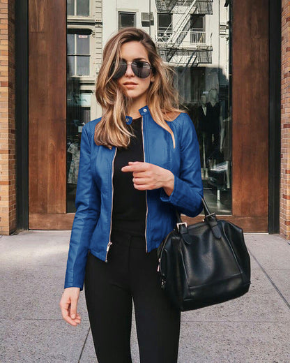 Agnes - Women's Leather Pockets Jacket - photo 1