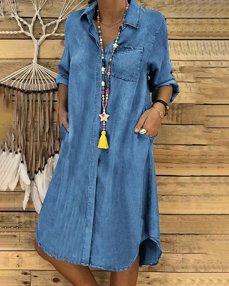 Marit - Women's Shirt Midi Dress - photo 1