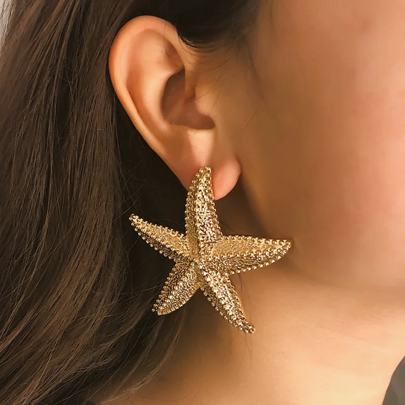 Toni - Women's Starfish Drop Earrings Gold Coastal Inspired - photo 1