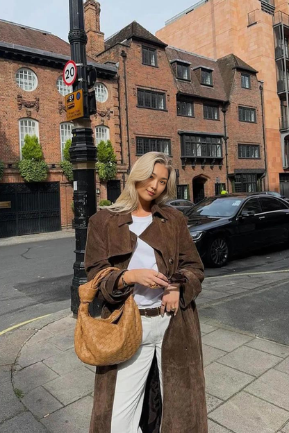 Elodie - Trench in pelle vegana con tasche da donna