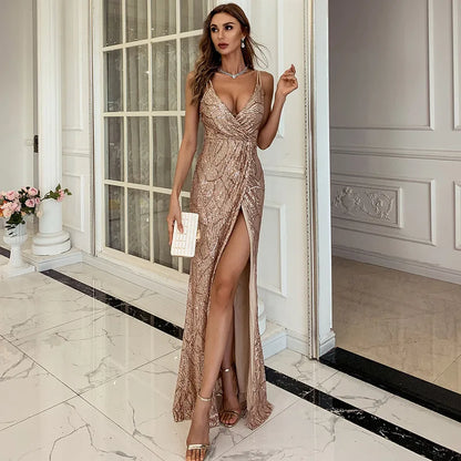Maya - Women's Radiant Golden Party Dress - photo 3