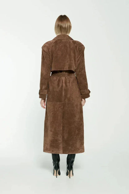 Elodie - Trench in pelle vegana con tasche da donna