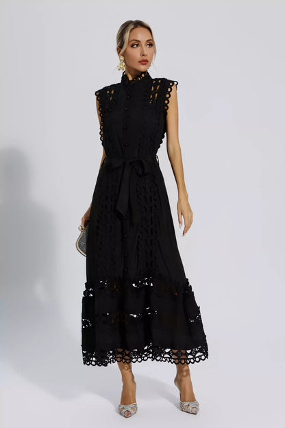 Wilhelmine - Women's Sheath Maxi Tied Dress