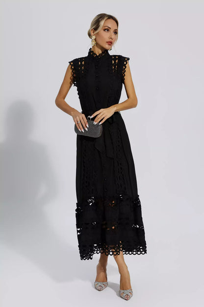 Wilhelmine - Women's Sheath Maxi Tied Dress