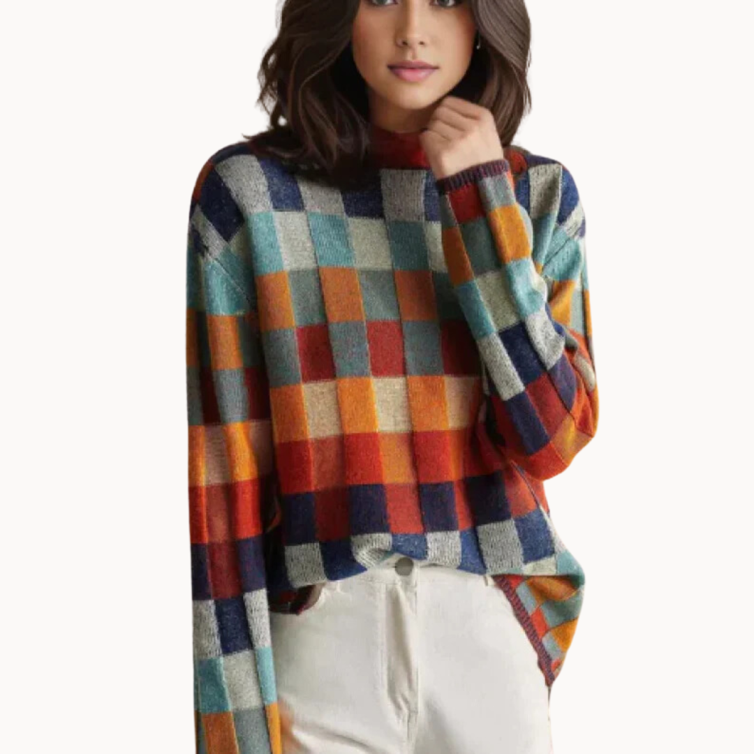 Kirsten - Women's Patchwork Knit Sweater - photo 1