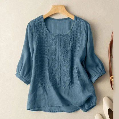 Hermine - Women's Cotton Embroidered Blouse - photo 3