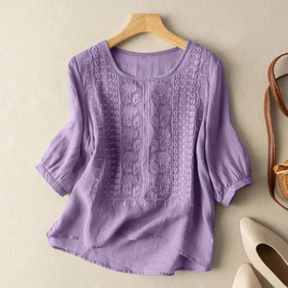 Hermine - Women's Cotton Embroidered Blouse - photo 4