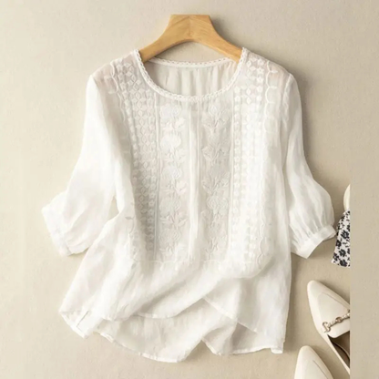 Hermine - Women's Cotton Embroidered Blouse - photo 5