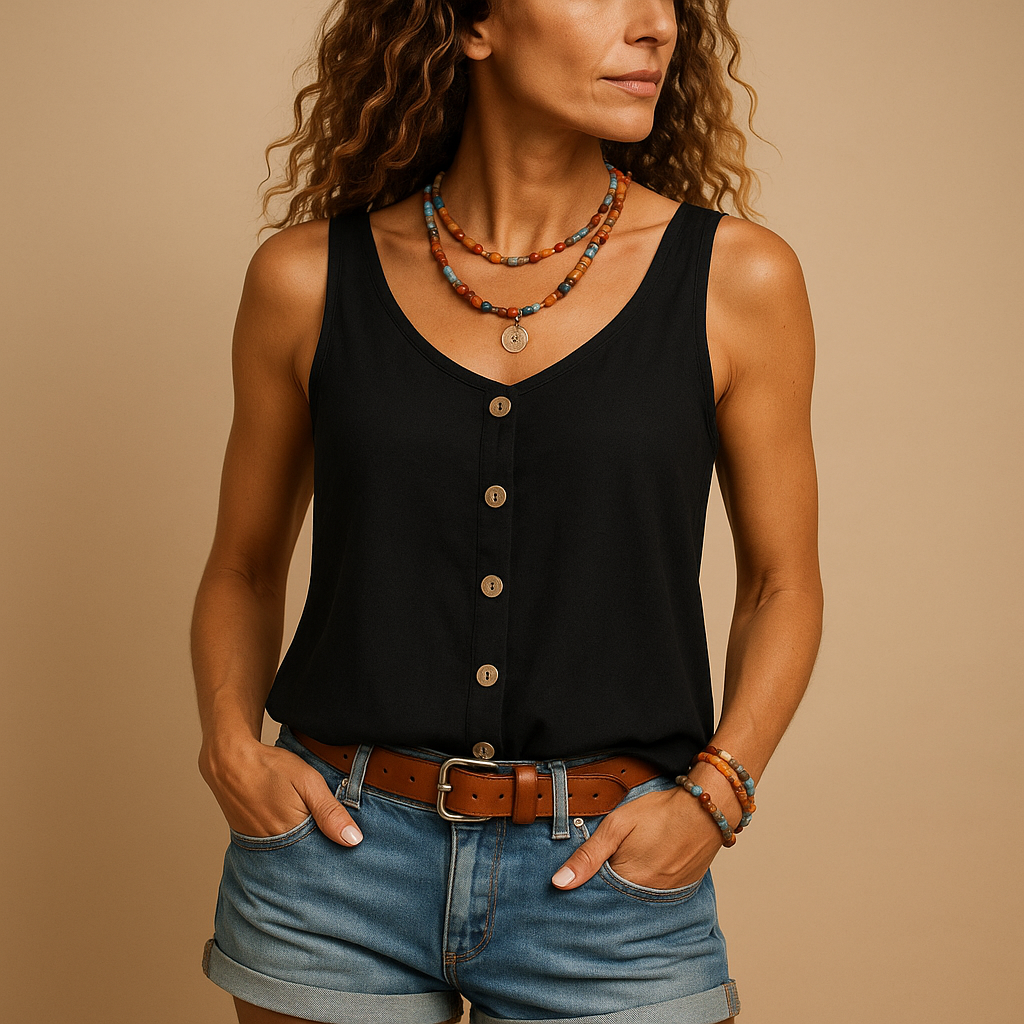 Thea - Women's Linen Sleeveless Top - photo 4