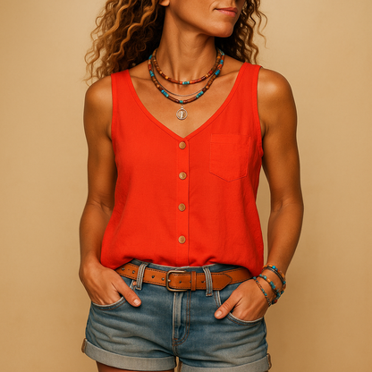 Thea - Women's Linen Sleeveless Top - photo 7