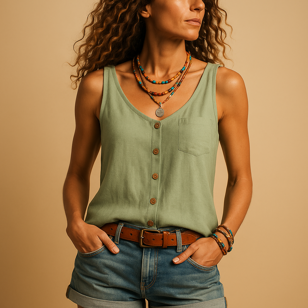 Thea - Women's Linen Sleeveless Top - photo 8