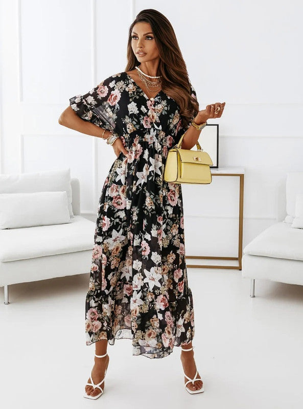 Nola - Women's Midi V-neck Dress - photo 1