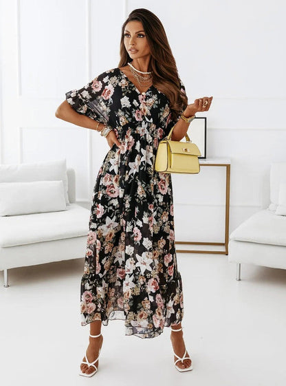 Nola - Women's Midi V-neck Dress - photo 1