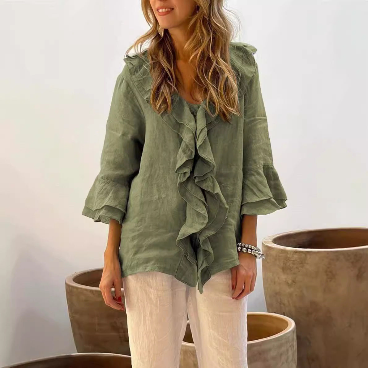 Ilaria - Women's Medium Ruffled Top