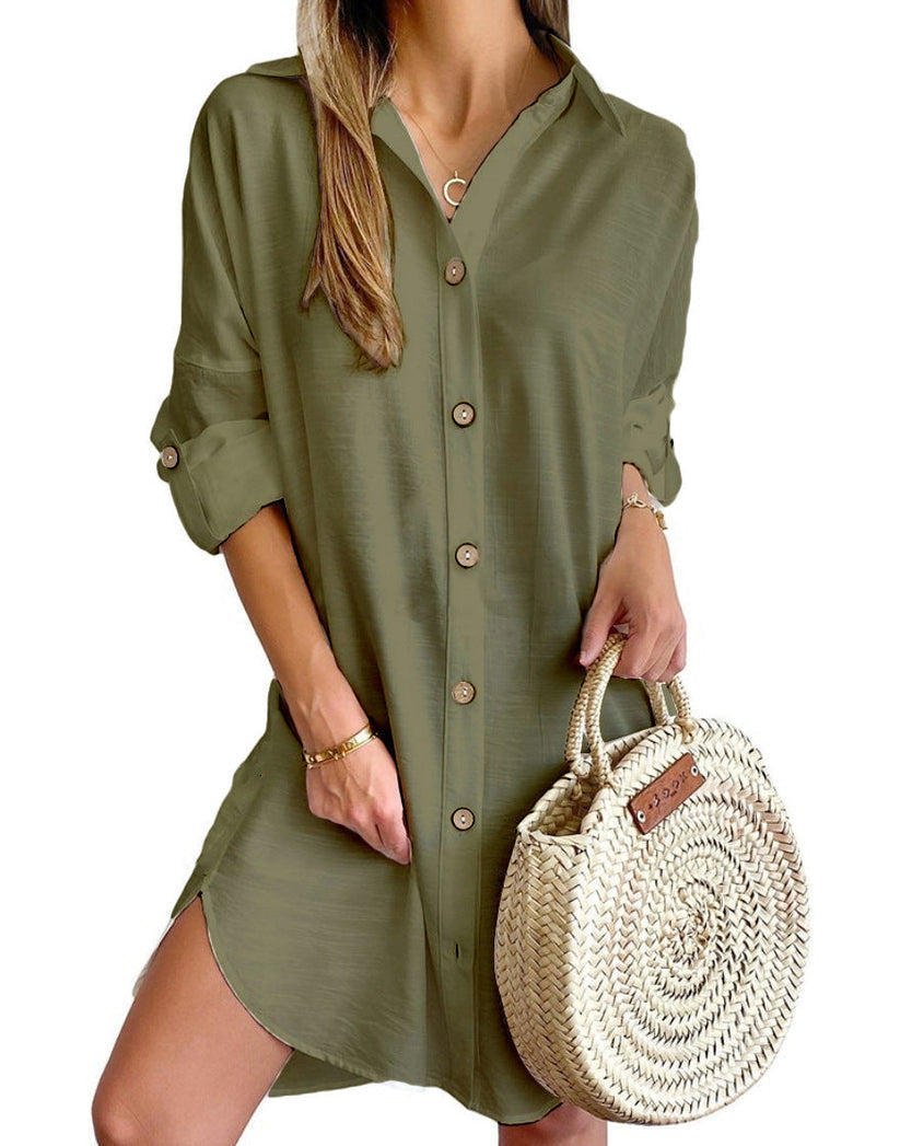 Cerys - Women's Shirt Button-Up Dress