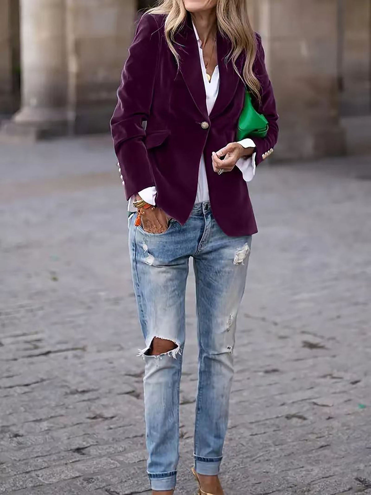 Rosalind - Women's Velvet Accents Blazer