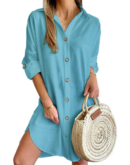 Cerys - Women's Shirt Button-Up Dress