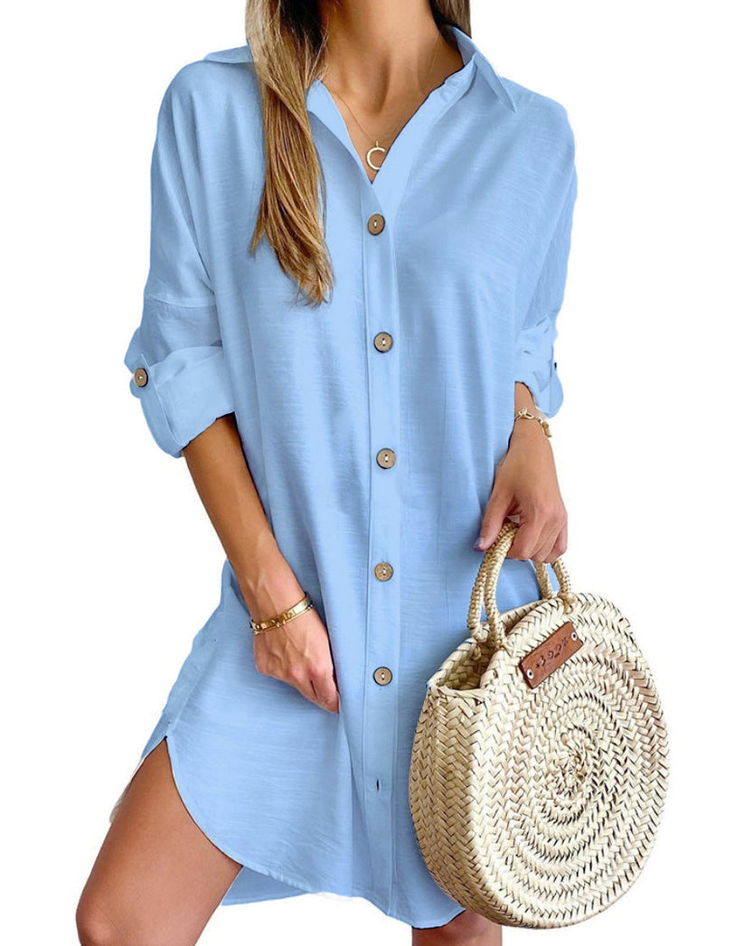 Cerys - Women's Shirt Button-Up Dress