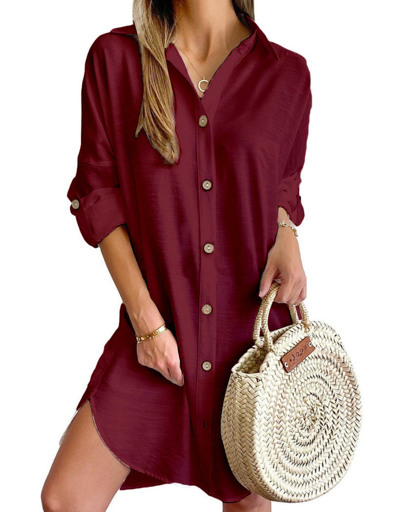 Cerys - Women's Shirt Button-Up Dress