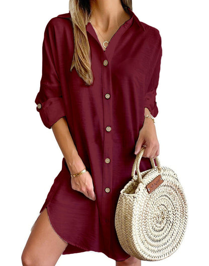 Cerys - Women's Shirt Button-Up Dress