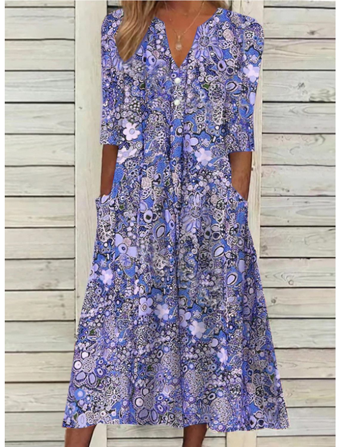 Dagny - Women's Sheath Midi Relaxed Dress - photo 2