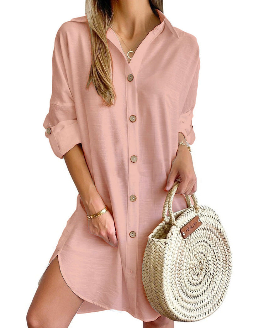 Cerys - Women's Shirt Button-Up Dress
