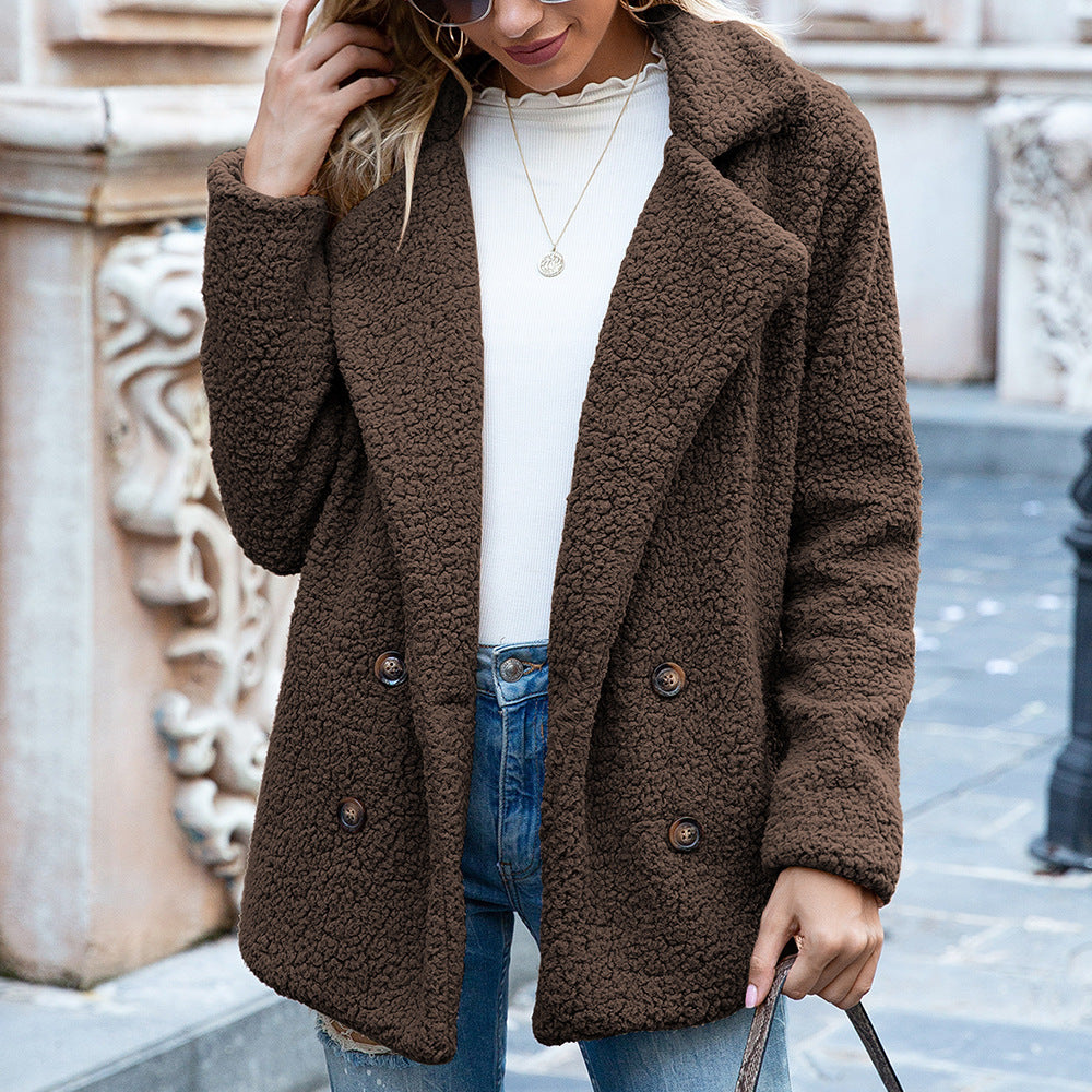 Paloma - Women's Plush Double-Breasted Jacket