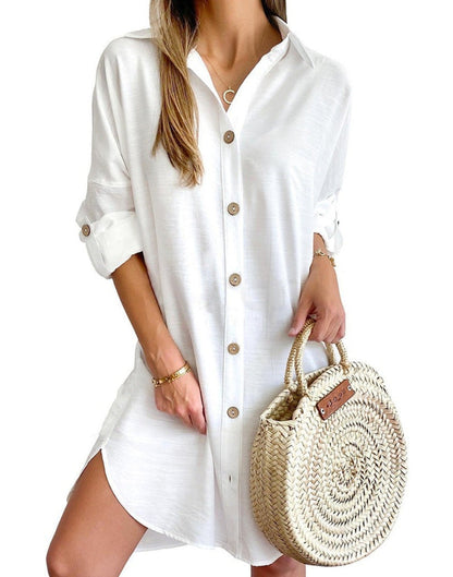 Cerys - Women's Shirt Button-Up Dress
