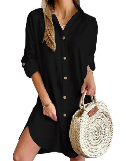 Cerys - Women's Shirt Button-Up Dress
