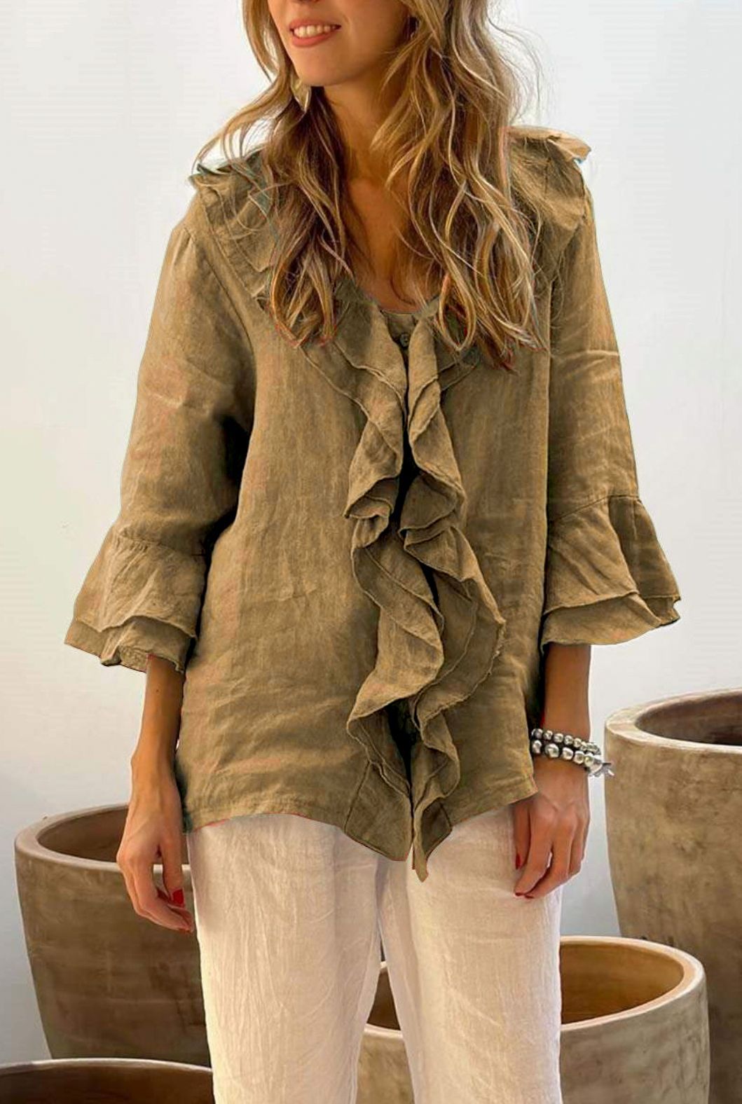 Ilaria - Women's Medium Ruffled Top