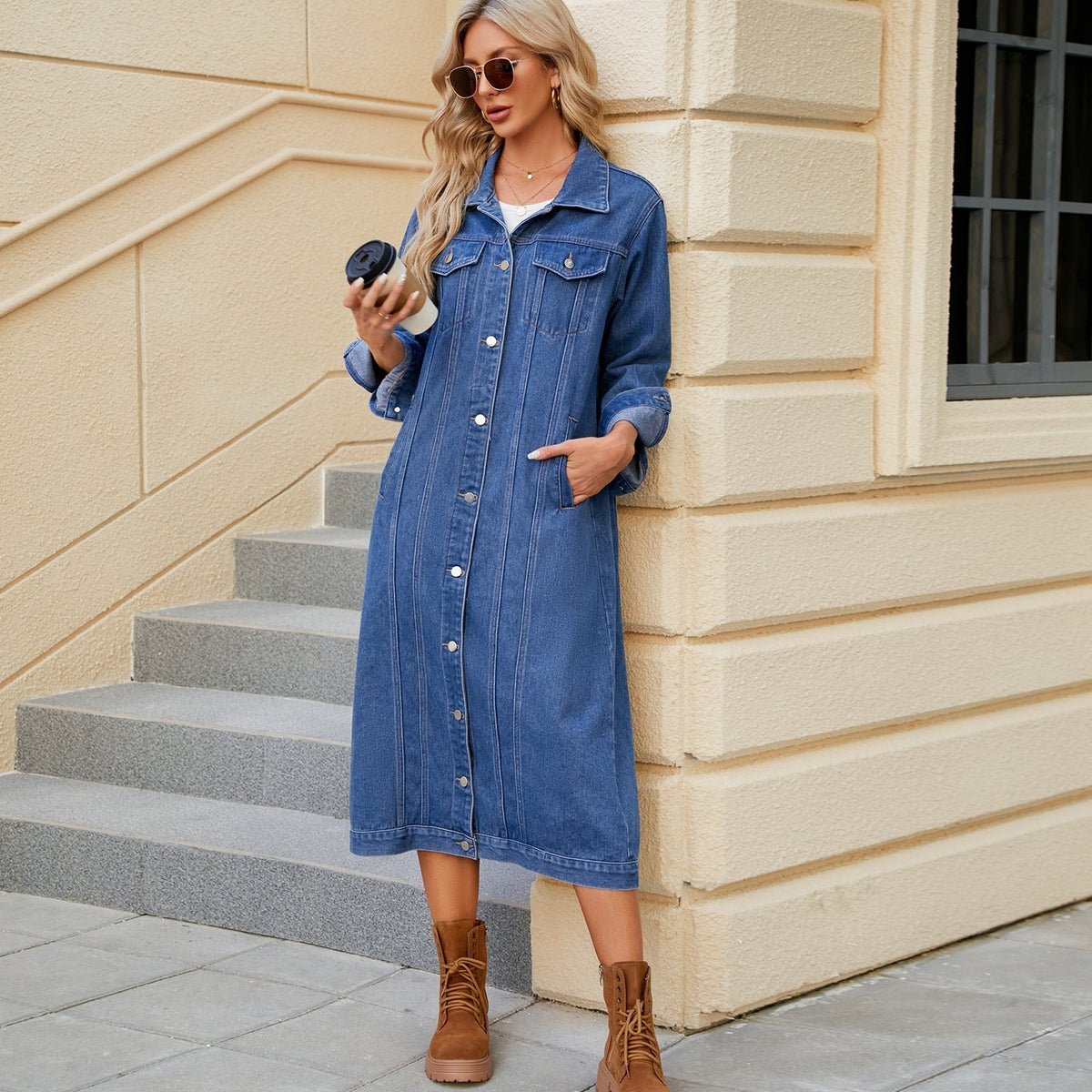 Estelle - Women's Denim Pockets Jacket