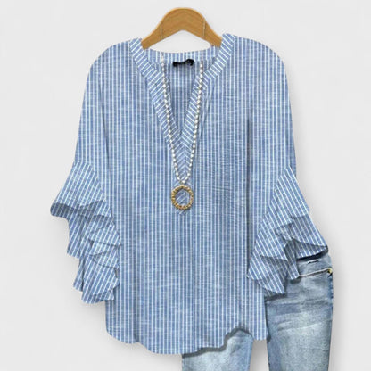 Ysolde - Women's V-neck Ruffle Blouse - photo 3