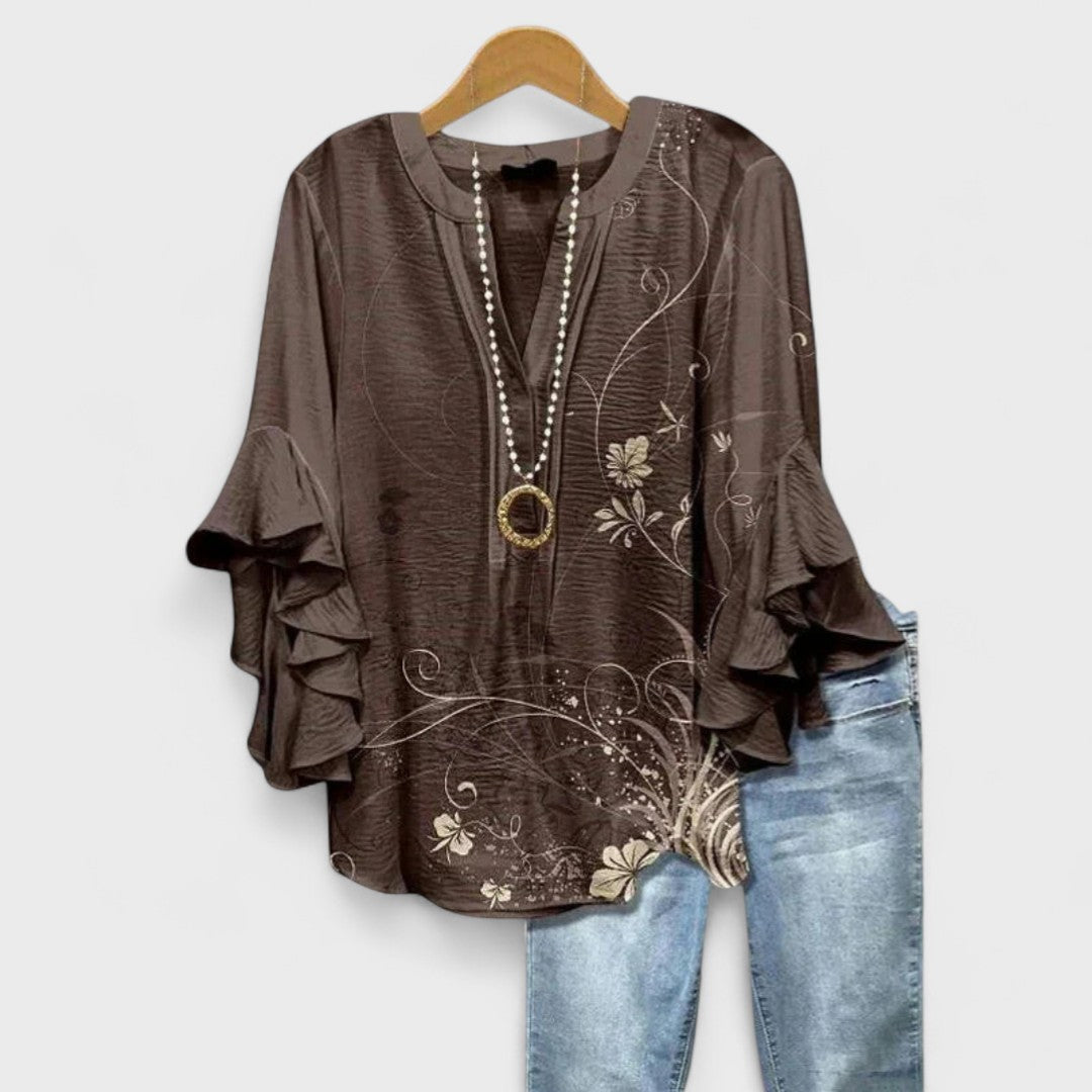 Ysolde - Women's V-neck Ruffle Blouse - photo 4