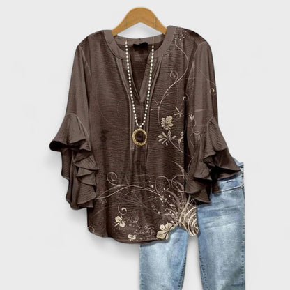 Ysolde - Women's V-neck Ruffle Blouse - photo 4