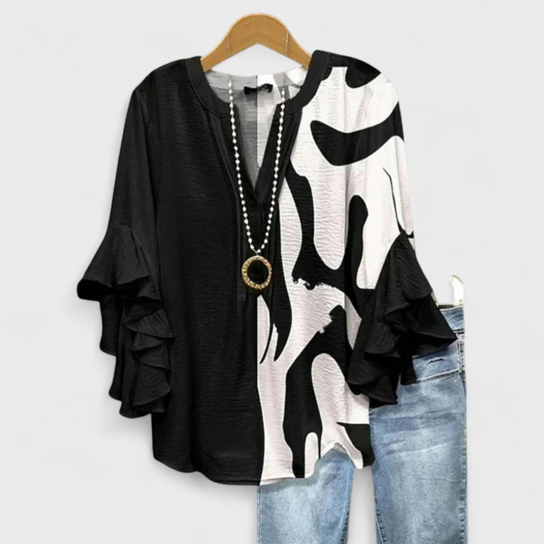 Ysolde - Women's V-neck Ruffle Blouse - photo 5
