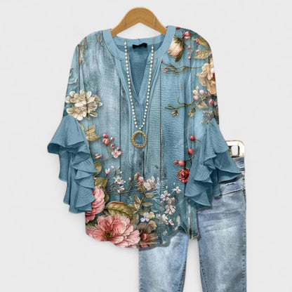 Ysolde - Women's V-neck Ruffle Blouse - photo 7